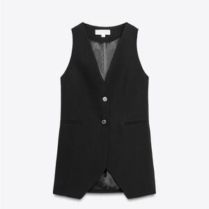 Black Sleeveless Tailored Vest with Buttons